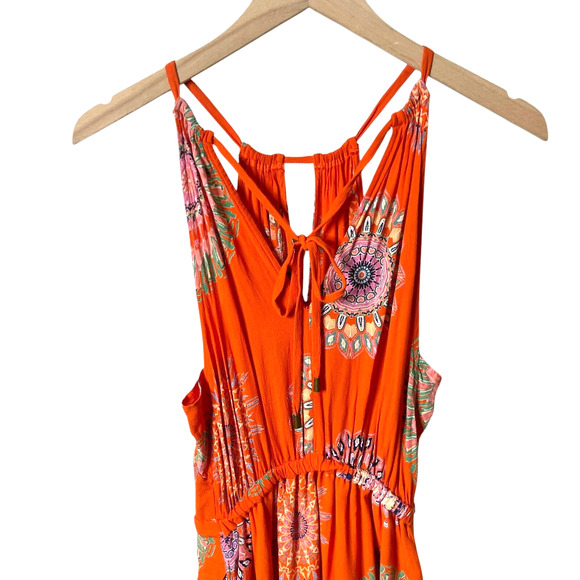 Anthropologie Floreat Livia Halter Dress Keyhole Tie Back Medium Orange US 4 - Picture 10 of 12